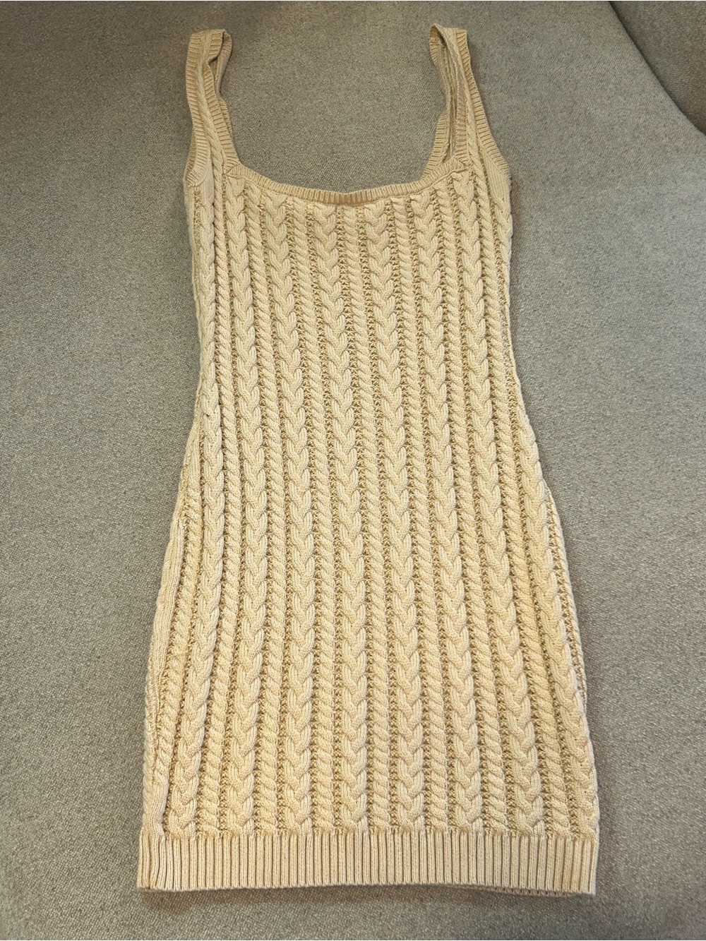 Meshki Cream Cable Knit Mini Dress